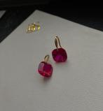 Boucles d'oreilles en or rubis 18 carats, Enlèvement ou Envoi, Pendantes, Neuf, Rouge