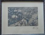 AUGUSTE OLEFFE / GARE DU LUXEMBOURG / ZW-W ETS / 28x35cm KAD, Antiek en Kunst, Ophalen of Verzenden