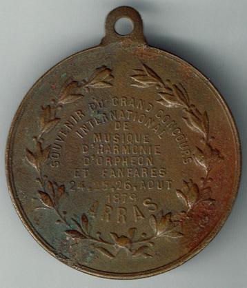 Médaille du Grand Concours de Musique d'Arras 1879, Envoi, Autres matériaux