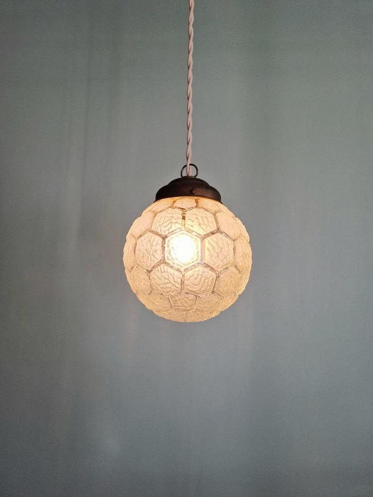 Art Deco hanglamp in gesatineerd glas, 1920-30s, Antiek en Kunst, Antiek | Verlichting, Ophalen of Verzenden