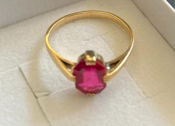 ring maat 54 18 karaat geel goud- 1.26 ct.tw. Robijn beschikbaar voor biedingen