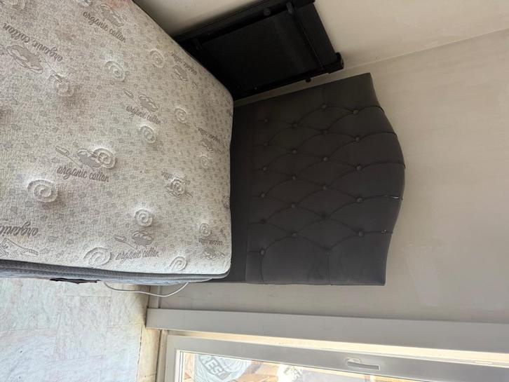 Bed 90x200 Cm, Huis en Inrichting, Slaapkamer | Bedden, Zo goed als nieuw, Eenpersoons, 90 cm, 200 cm, Stof, Grijs, Ophalen