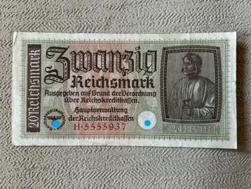 Duits bankbiljet bankbriefje van 20 Reichsmark - 1939 - wo2 beschikbaar voor biedingen