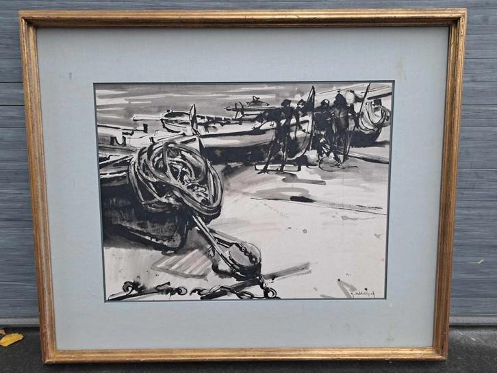 lavis signe roger hebbelinck, Antiek en Kunst, Kunst | Schilderijen | Klassiek, Ophalen of Verzenden