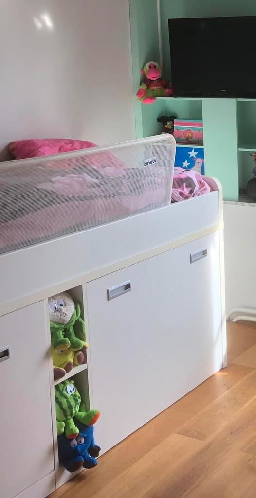Half hoogslaper wit, Kinderen en Baby's, Kinderkamer | Stapelbedden en Hoogslapers, Gebruikt, Halfhoogslaper, Ophalen