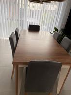 Ruime uitschuifbare eettafel (Houtlook/Wit), Ophalen, Zo goed als nieuw