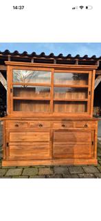 Buffetkast teak met schuifdeuren en 4 lades mooi van kleur, Gebruikt, Met deur(en), 200 cm of meer, Teakhout