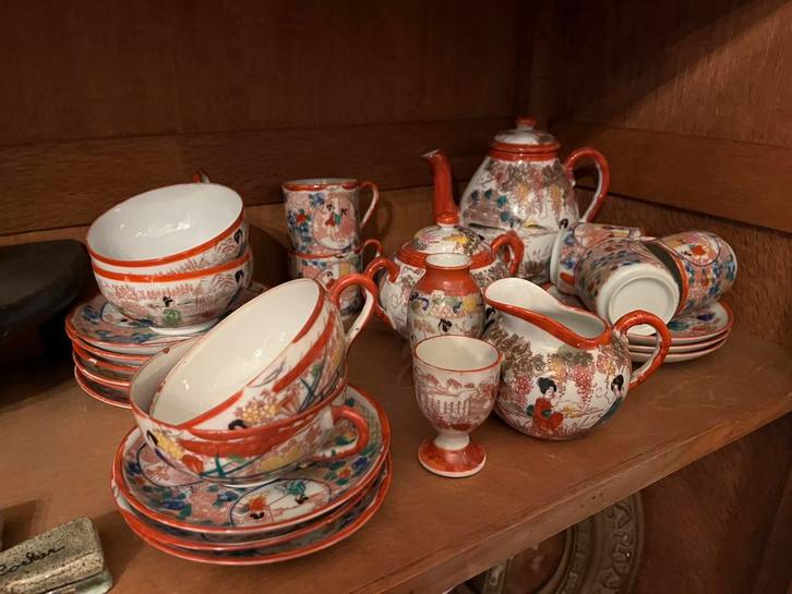 Mooi thee of koffie servies in porselein, Antiek en Kunst, Antiek | Servies compleet, Ophalen