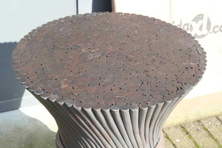 Bamboe tafel, Huis en Inrichting, Tafels | Bijzettafels, Rond, 60 cm of meer, Overige materialen, Ophalen