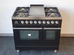 🍀Luxe Fornuis Boretti 90 cm hoogglans zwart frytop 2 ovens, Elektronische apparatuur, Fornuizen, 60 cm of meer, 5 kookzones of meer