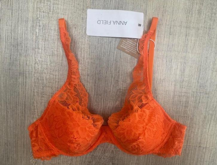NIEUW! ANNA FIELD Oranje bh in sierlijk kant maat 75A, Kleding | Dames, Ondergoed en Lingerie, BH, Oranje, Ophalen of Verzenden
