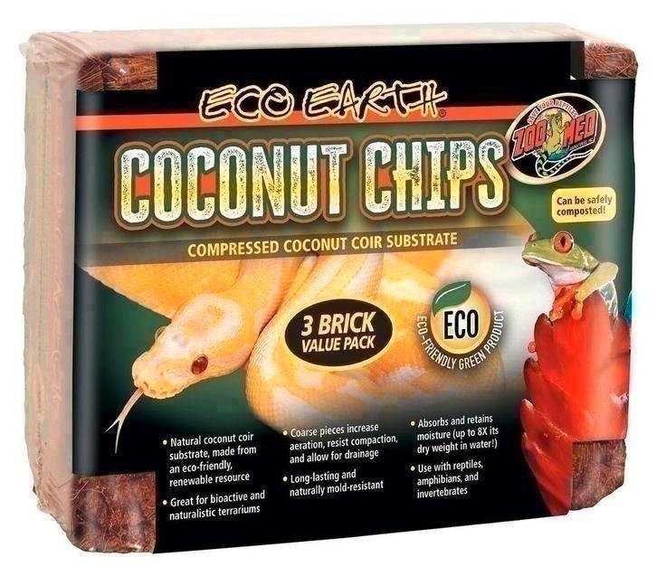 16. Zoo Med Eco Earth Coconut Chips 500G 3 Pack, Dieren en Toebehoren, Reptielen en Amfibieën | Toebehoren, Nieuw, Ophalen of Verzenden