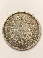 Munt zilver Frankrijk 5 FR Republique 1848 BB zeldzamer, Ophalen of Verzenden, Frankrijk, Losse munt, Zilver