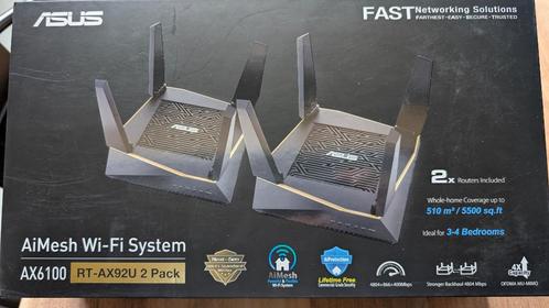 Pack de 2 routeurs ASUS RT-AX92U (Wi-Fi 6 Tri-Band), Computers en Software, Accesspoints, Zo goed als nieuw, Ophalen of Verzenden