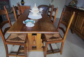 Salle à manger en chêne de style espagnol., Enlèvement, Utilisé, Eiken meubels Spaanse Stijl, 4 à 6 chaises