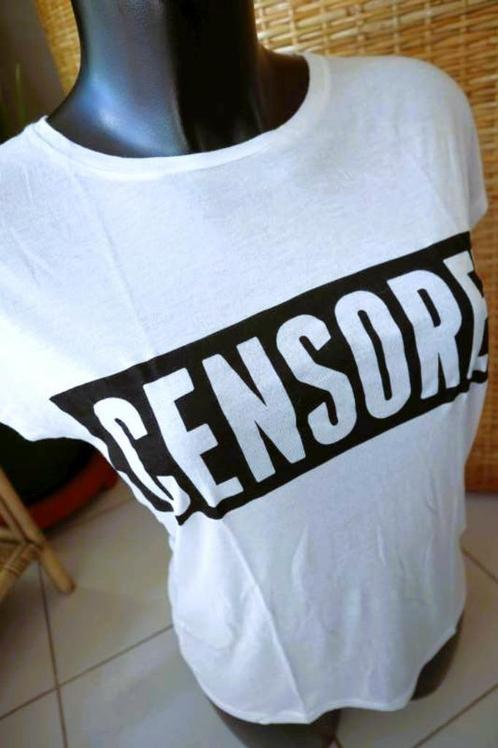 wit T-shirt censored, Kleding | Dames, T-shirts, Nieuw, Maat 38/40 (M), Wit, Korte mouw, Ophalen of Verzenden