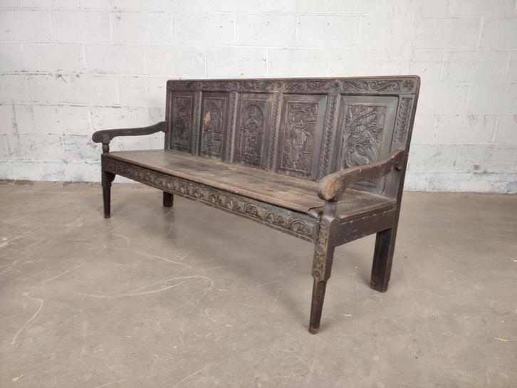 Grote antieke houten bank, Antiek en Kunst, Antiek | Meubels | Stoelen en Sofa's, Ophalen