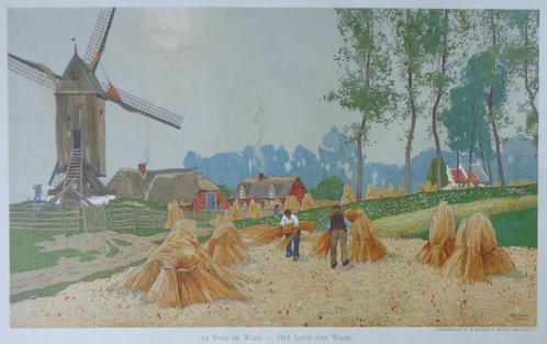 HENRI CASSIERS / LAND VAN WAAS / CHROMOLITHO / 76x115cm KAD, Antiek en Kunst, Kunst | Litho's en Zeefdrukken, Ophalen