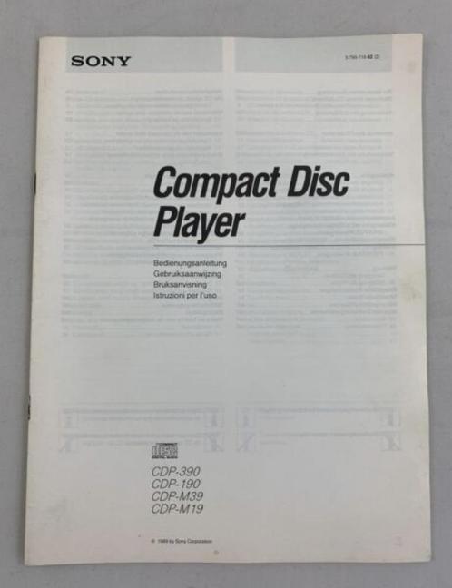 Sony CDP-390 CDP-190 CDP-M39 CDP-M19 Instructions Compact Di, Audio, Tv en Foto, Cd-spelers, Gebruikt, Sony, Ophalen of Verzenden