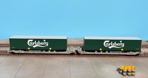 Wagon Rocky-Rail Twin chargé de semi remorques Carlsberg, Hobby & Loisirs créatifs, Trains miniatures | HO, Neuf, Wagon, Autres marques