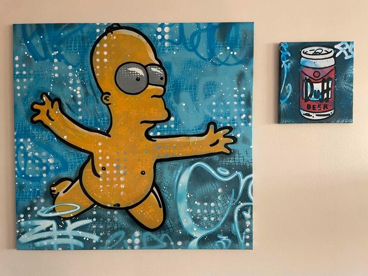 Homer Simpson x Nevermind Diptych XL (Moabit), Antiek en Kunst, Kunst | Schilderijen | Modern, Ophalen