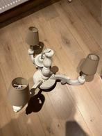 Houten luster met 3 armen, Huis en Inrichting, Lampen | Plafondlampen, Ophalen, Gebruikt, Hout, Landelijk