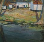 Arthur Deleu (1884-1966): Hoeve bij rivier 1910 (54 x 54 cm), Antiek en Kunst, Ophalen of Verzenden