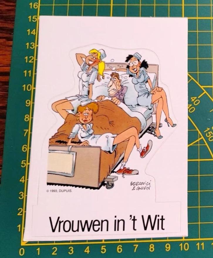 Sticker 1993 Dupuis Vrouwen in 't wit strip, Verzamelen, Stickers, Ophalen of Verzenden