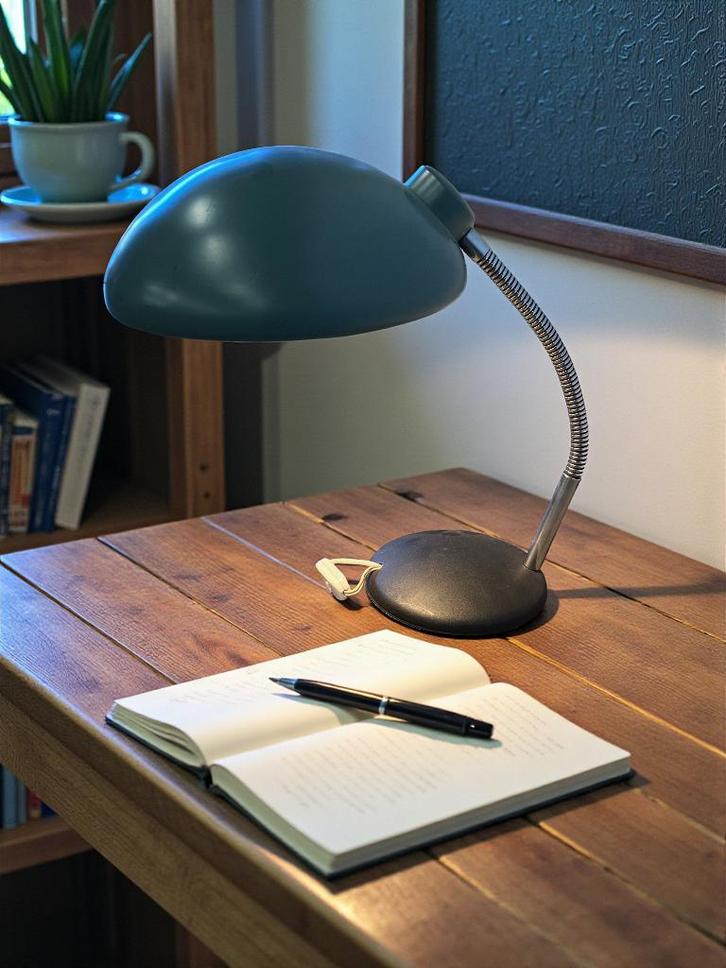 lampe de bureau/lampe de table vintage en métal turquoise, Antiquités & Art, Antiquités | Éclairage, Enlèvement