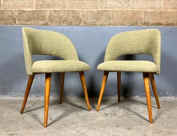 Mid century kuip stoelen 2 vintage gestoffeerd