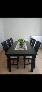 Houten tafel + 6 stoelen te ophalen naast Gent Sint Pieters, Huis en Inrichting, Complete eetkamers, Ophalen, Gebruikt