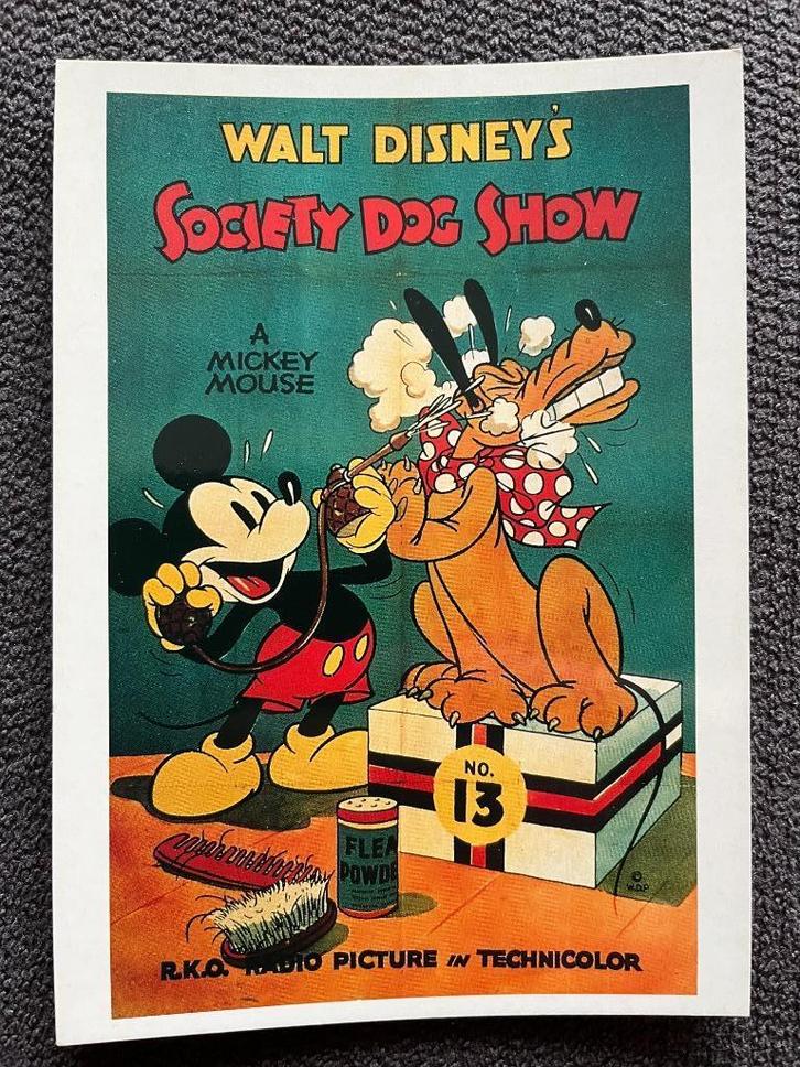 Postkaart Disney Mickey Mouse 'Society Dog show', Verzamelen, Disney, Zo goed als nieuw, Plaatje of Poster, Mickey Mouse, Verzenden