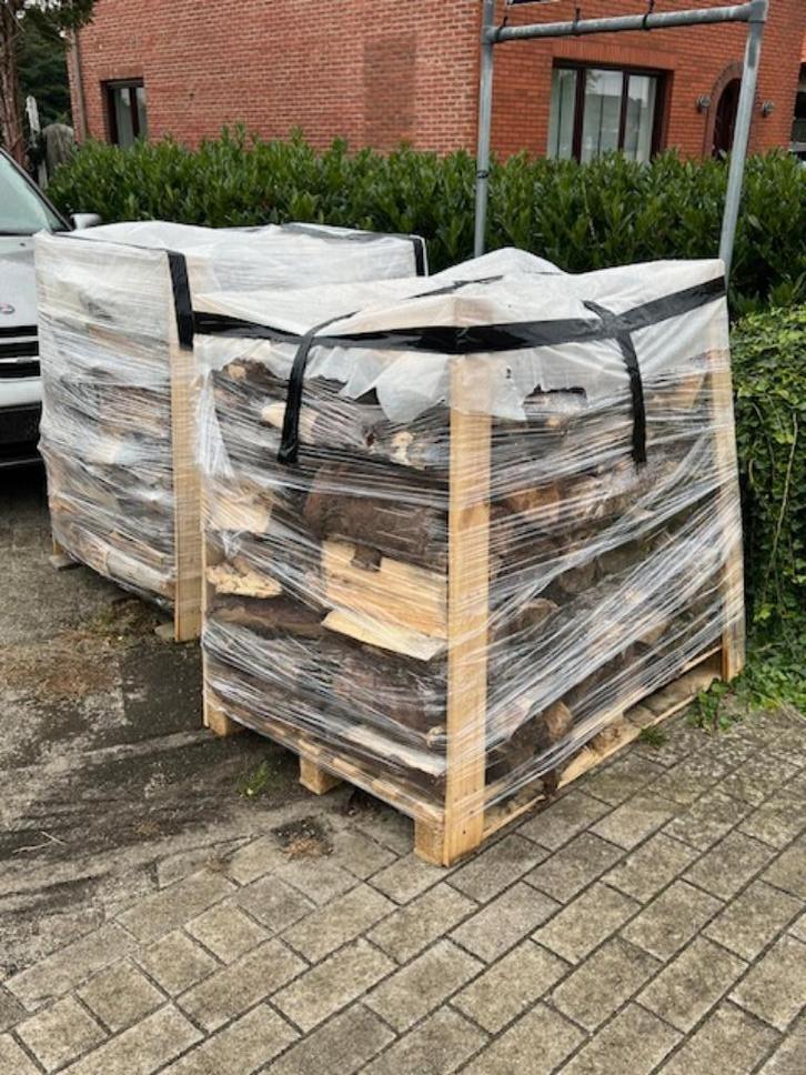 Pallet droog, gekliefd gemengd brandhout, Tuin en Terras, Brandhout, Blokken, 6 m³ of meer, Ophalen