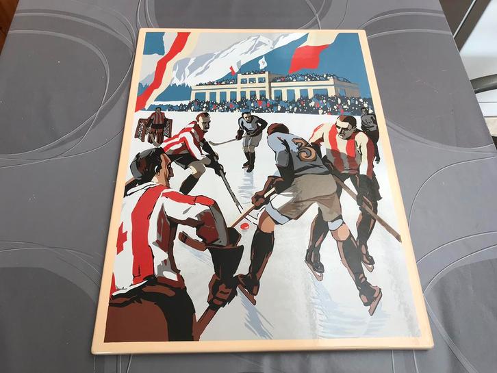 Panneau mural en émail pour hockey sur glace et patinage, Antiquités & Art, Antiquités | Assiettes décoratives & Carrelages, Enlèvement ou Envoi