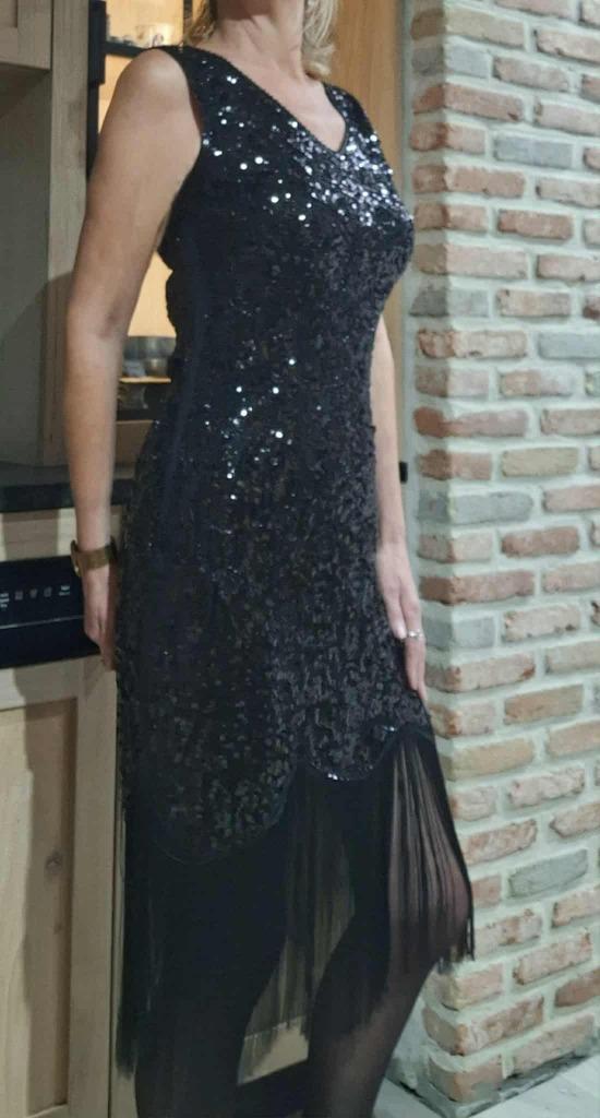 Sprankelende Jurk met Pailletten en Franjes. * Maat S/M, Kleding | Dames, Gelegenheidskleding, Overige typen, Ophalen