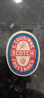 Oud bieretiket scotch br Cousinne Froyennes, Collections, Enlèvement ou Envoi, Comme neuf
