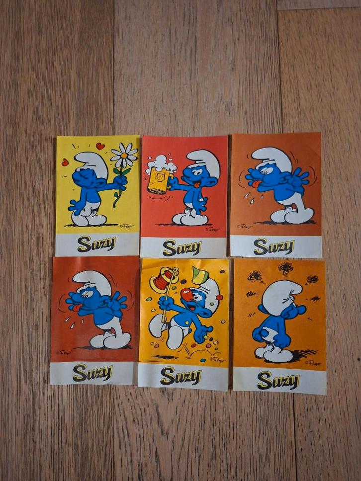 Smurfen stickers Suzy 1976 (6 stuks), Collections, Collections Autre, Comme neuf, Enlèvement ou Envoi