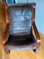 2 fauteuils  en cuir, Bois, Utilisé