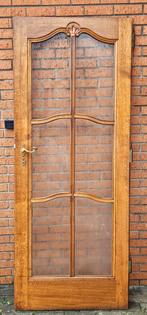 Oude massief eikenhouten binnendeur — decoratief glas, Huis en Inrichting, Ophalen, Glas