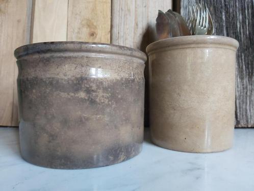 2 prachtige oude fel beboterde franse (gres) potten, Antiek en Kunst, Antiek | Keramiek en Aardewerk, Ophalen of Verzenden