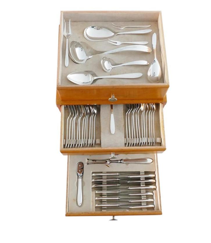 Verzilverd Gero Bestek - 49st/6-pers.- Model Distinction, Antiek en Kunst, Antiek | Bestek, Verzenden