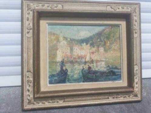 huile sur toile marine signe merio ameglio, Antiek en Kunst, Kunst | Schilderijen | Klassiek, Ophalen of Verzenden