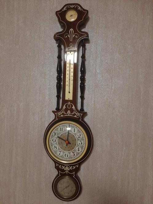 Vintage wandklok met barometer, thermometer en hygrometer, Antiek en Kunst, Antiek | Klokken, Ophalen of Verzenden
