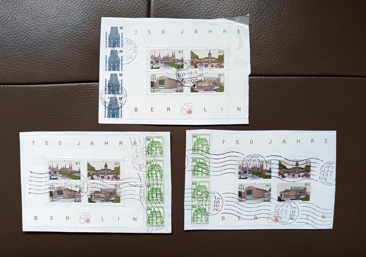 3 borden van „750 Jahre Berlin”, Postzegels en Munten, Postzegels | Europa | Duitsland, Gestempeld, Ophalen of Verzenden
