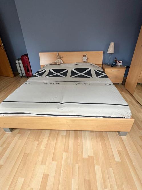 2-persoonsbed & commode & 2 nachtkastjes, Huis en Inrichting, Slaapkamer | Bedden, 90 cm, Ophalen