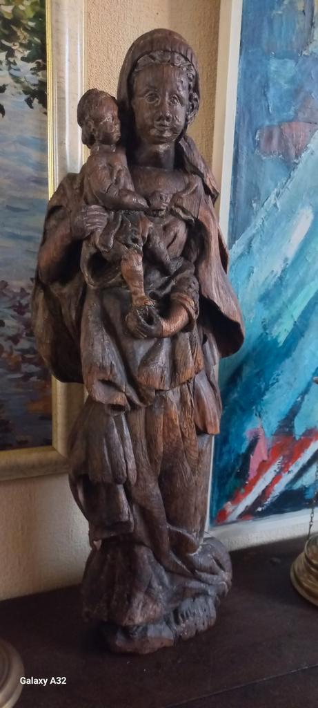 Eiken Madonna beeld, Antiek en Kunst, Antiek | Religieuze voorwerpen, Ophalen of Verzenden