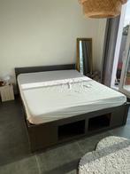 Tweepersoonsbed 160x200, Huis en Inrichting, 160 cm, Gebruikt, Bruin, Hout