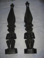 Sumatra MIAS Roi 2 statues en bois H 59 cm, Antiquités & Art, Sumatra MIAS Koning 2 houten beelden H 59 cm, Enlèvement ou Envoi
