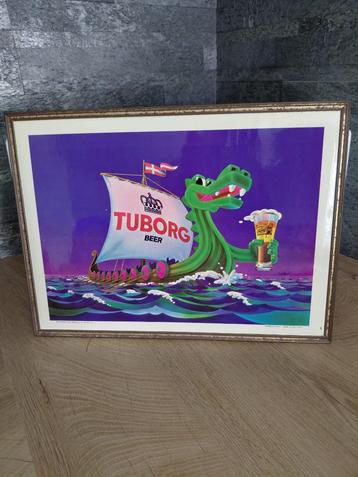 Vintage kartonnen reclamebord TUBORG bier 1974 - Rob Otten beschikbaar voor biedingen