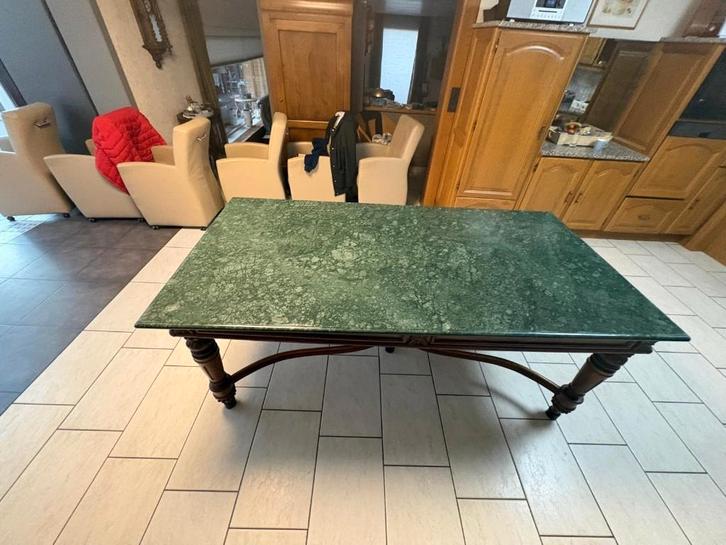 eettafel met marmeren blad, Huis en Inrichting, Tafels | Eettafels, Gebruikt, 50 tot 100 cm, 200 cm of meer, Vijf personen of meer